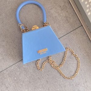 Moschino Blue Mini Frame Top Handle Bag, Brand New